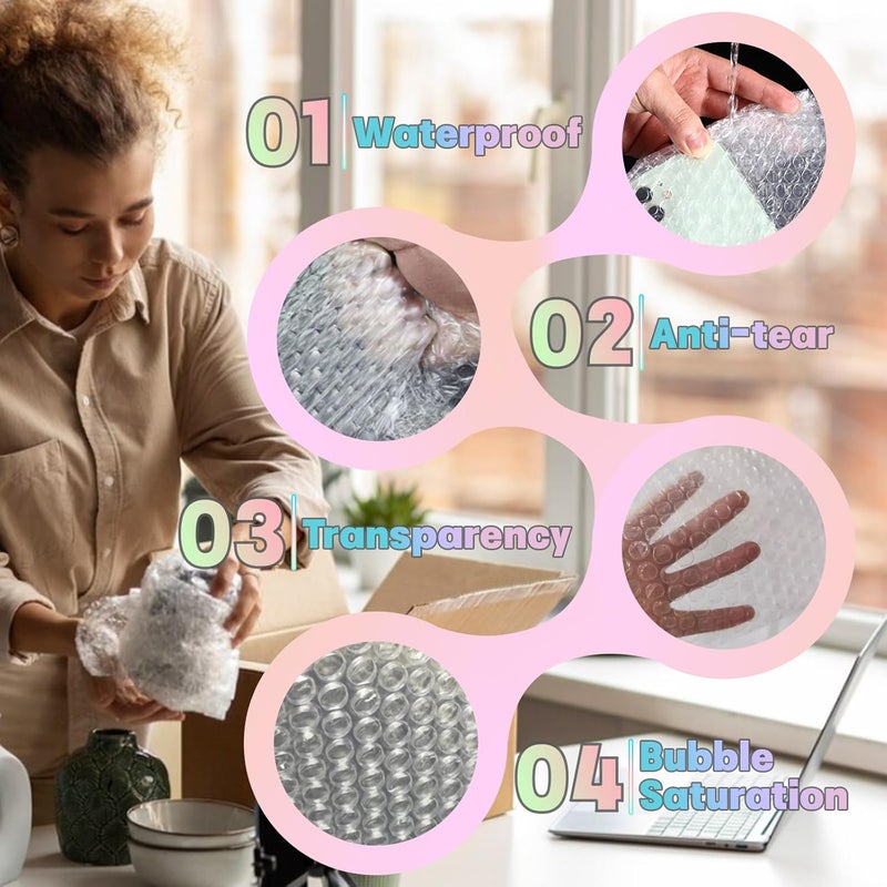 SEUNGCH 50 حزمة أكياس فقاعية شفافة 12"x16" للتعبئة والشحن - كيس وسادة فقاعية مزدوجة الجدران للتخزين والتحريك للأغراض الصغيرة الهشة - Image 4